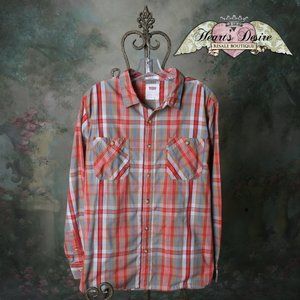 Levis Mens Button Down Plaid Long Sleeve Shirt Size LG
